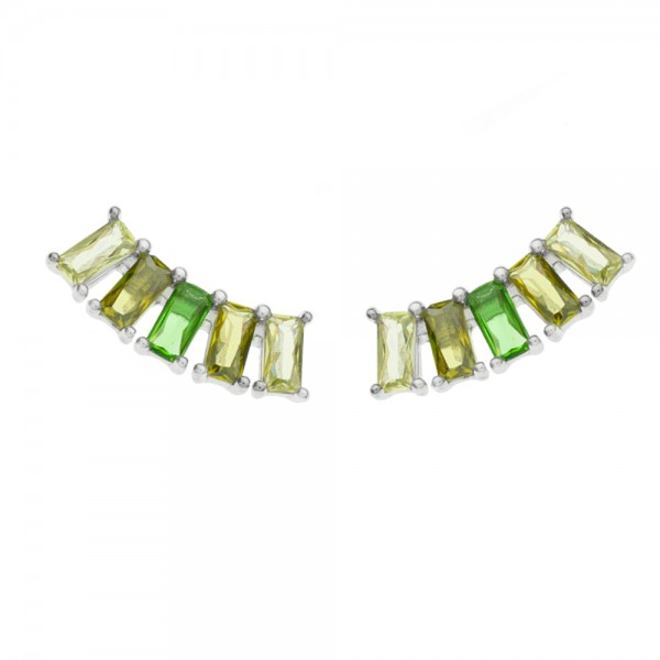 Pendientes arco circonitas baguette Plata de Ley - Karissma