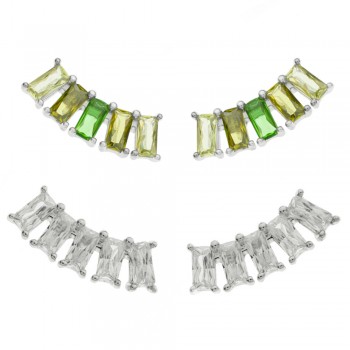 Pendientes arco circonitas baguette Plata de Ley - Karissma