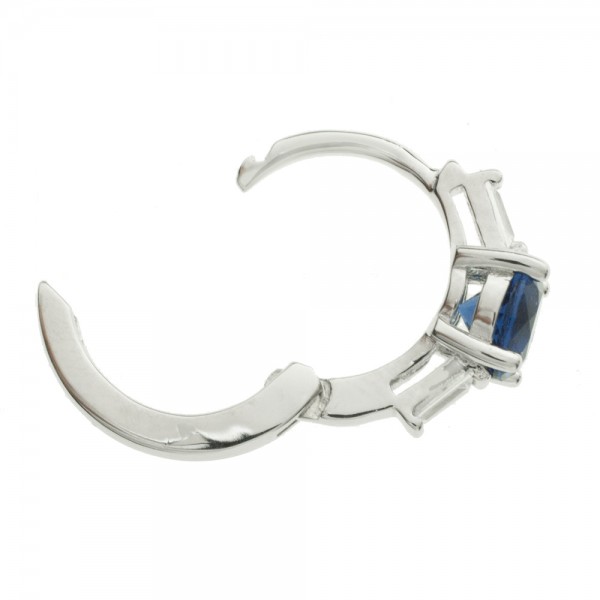 Aros con circonita azul Plata de Ley - Karissma