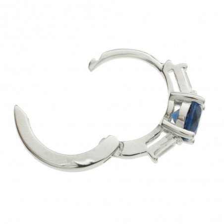 Aros con circonita azul Plata de Ley - Karissma