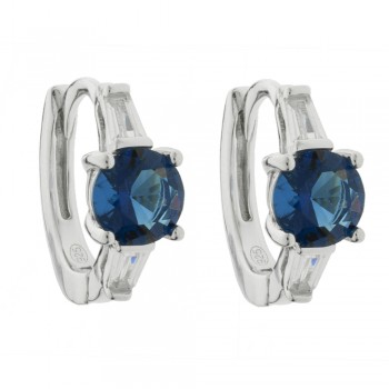 Aros con circonita azul Plata de Ley - Karissma