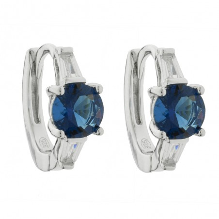 Aros con circonita azul Plata de Ley - Karissma