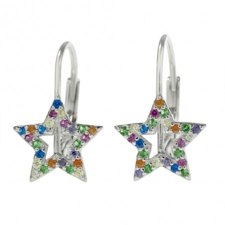 Pendientes estrella multicolor Plata de Ley - Karissma