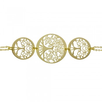 Pulsera dorada triple árbol de la vida Plata de Ley | Karissma 2
