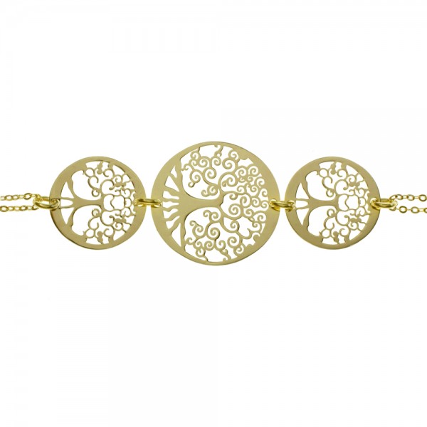 Pulsera dorada triple árbol de la vida Plata de Ley | Karissma