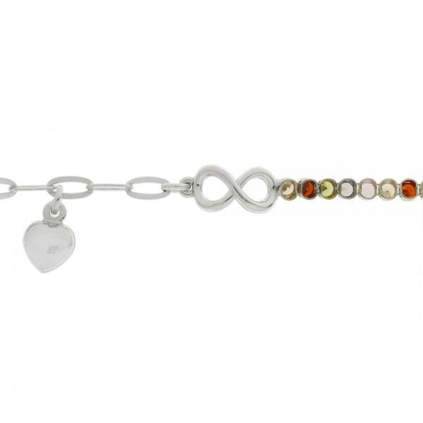 Pulsera infinito con cristales de colores Plata de Ley | Karissma