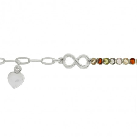 Pulsera infinito con cristales de colores Plata de Ley | Karissma