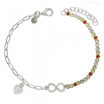 Pulsera infinito con cristales de colores Plata de Ley | Karissma