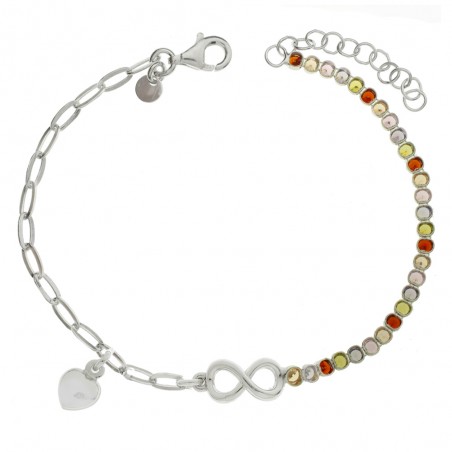Pulsera infinito con cristales de colores Plata de Ley | Karissma