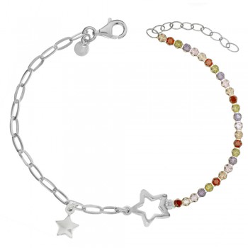 Pulsera estrella con cristales de colores Plata de Ley | Karissma