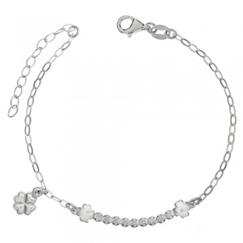 Pulsera trébol y cristales blancos Plata de Ley | Karissma