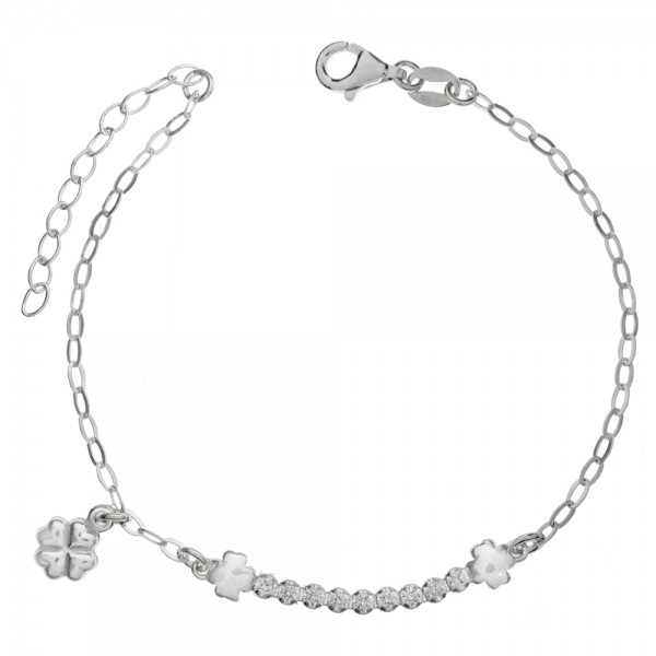 Pulsera trébol y cristales blancos Plata de Ley | Karissma