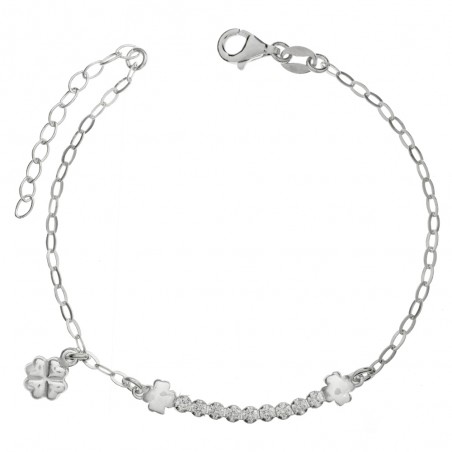 Pulsera trébol y cristales blancos Plata de Ley | Karissma