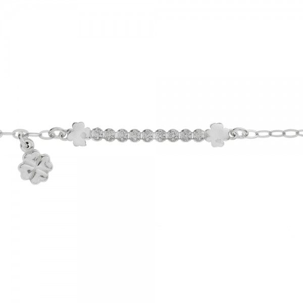 Pulsera trébol y cristales blancos Plata de Ley | Karissma