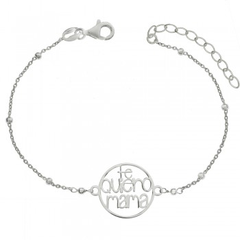 Pulsera Te Quiero Mamá con bolitas Plata de Ley | Karissma