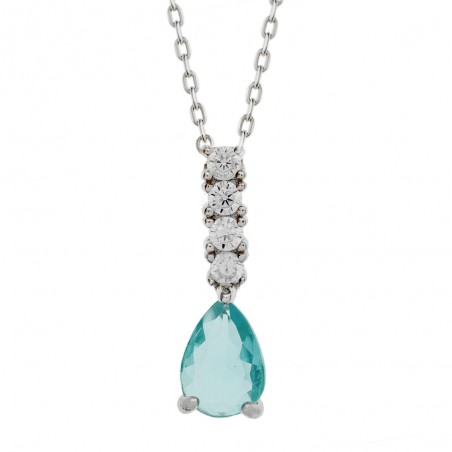 Collar gota de cristal azul Plata de Ley | Karissma