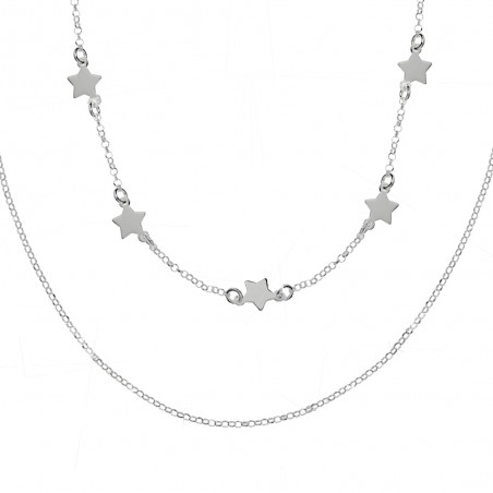 Collar doble con estrellas Plata de Ley | Karissma