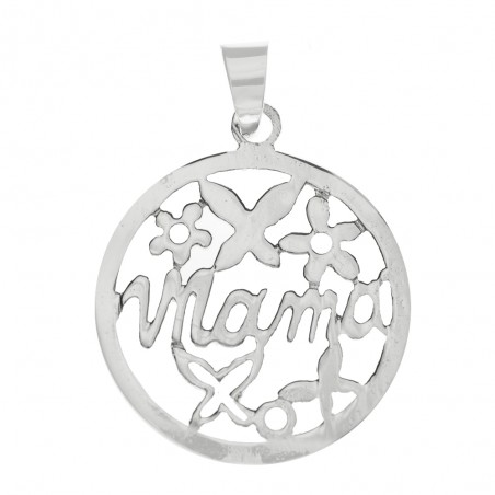 Colgante mamá flores y mariposas Plata de Ley - Karissma