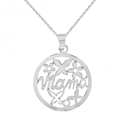 Colgante mamá flores y mariposas Plata de Ley - Karissma