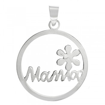 Collar Mamá detalle flor con mensaje Plata de Ley 2