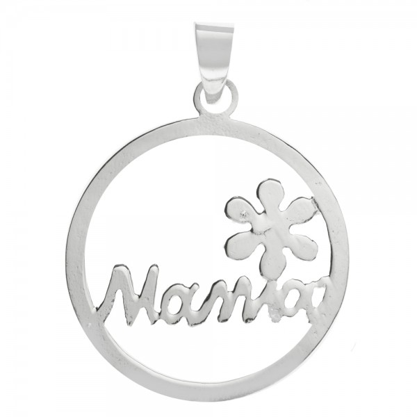Collar Mamá detalle flor con mensaje Plata de Ley