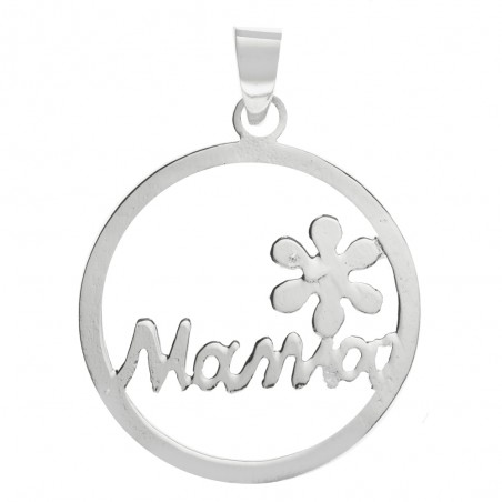 Collar Mamá detalle flor con mensaje Plata de Ley