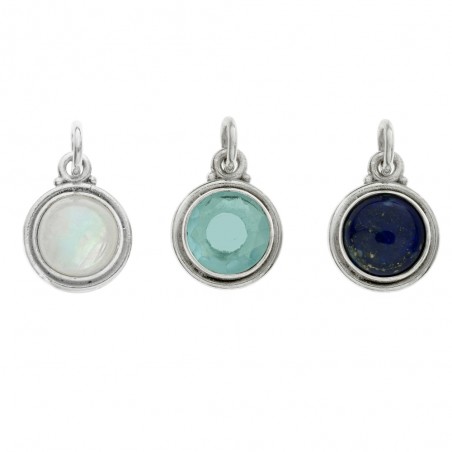 Colgante redondo piedra natural Plata de Ley - Karissma