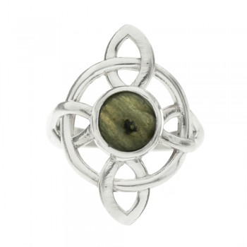 Anillo nudo de bruja con piedra natural fabricado en Plata de Ley 2