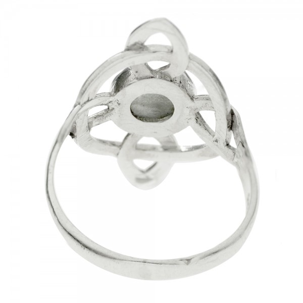 Anillo nudo de bruja con piedra natural fabricado en Plata de Ley