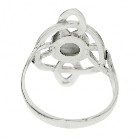 Anillo nudo de bruja con piedra natural fabricado en Plata de Ley