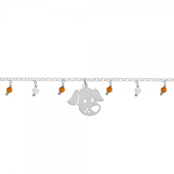 Pulsera con perro y abalorios mini Plata de Ley | Karissma