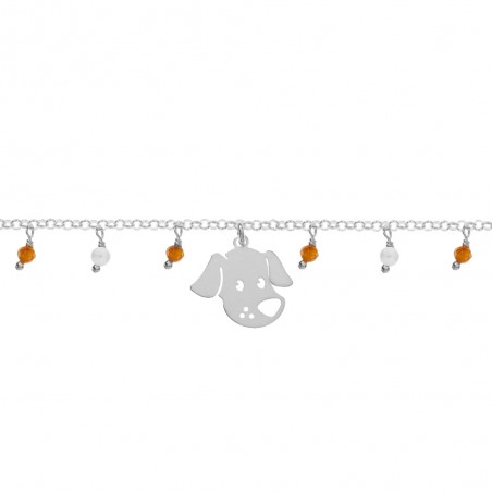 Pulsera con perro y abalorios mini Plata de Ley | Karissma