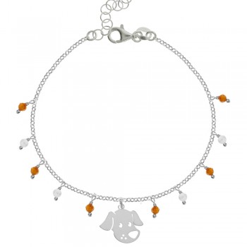 Pulsera con perro y abalorios mini Plata de Ley | Karissma