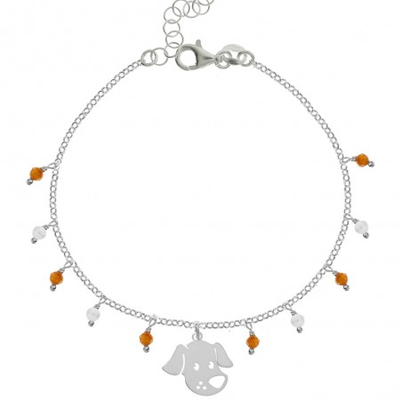 Pulsera con perro y abalorios mini Plata de Ley | Karissma