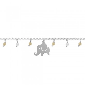 Pulsera con elefante y abalorios mini Plata de Ley | Karissma 2