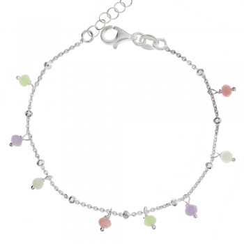 Pulsera con bolitas y cristales de colores facetados fabricada en Plata de Ley | Karissma