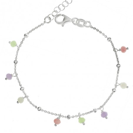 Pulsera con bolitas y cristales de colores facetados fabricada en Plata de Ley | Karissma