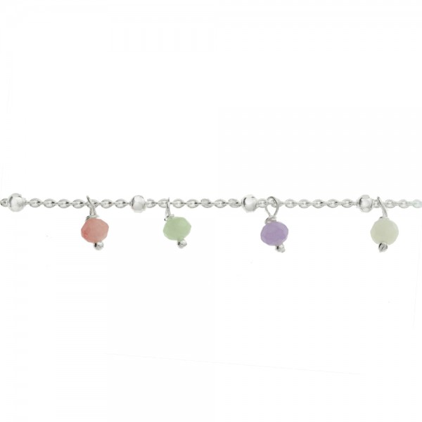 Pulsera con bolitas y cristales de colores facetados fabricada en Plata de Ley | Karissma