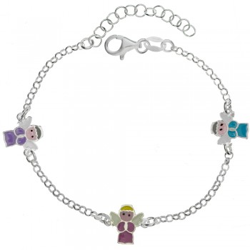Pulsera infantil ángeles de colores Plata de Ley | Karissma