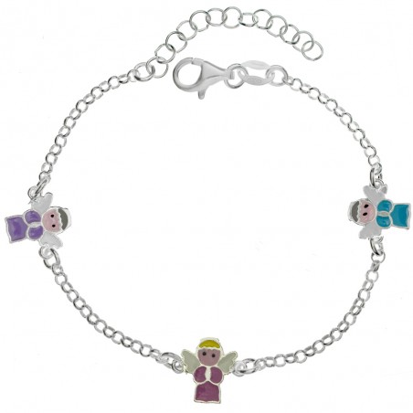 Pulsera infantil ángeles de colores Plata de Ley | Karissma