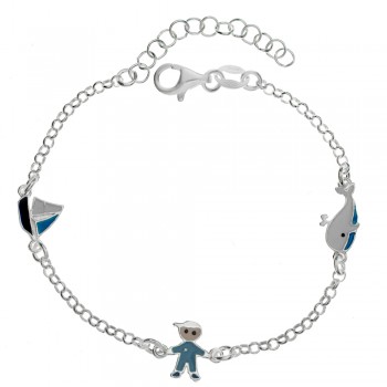 Pulsera velero niño y ballena Plata de Ley | Karissma