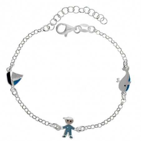 Pulsera velero niño y ballena Plata de Ley | Karissma