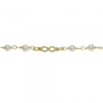 Pulsera dorada con perlas e infinitos Plata de Ley | Karissma 2