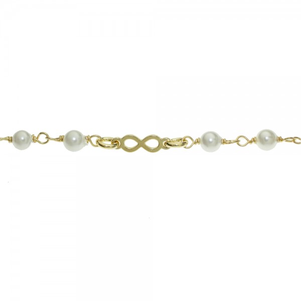 Pulsera dorada con perlas e infinitos Plata de Ley | Karissma