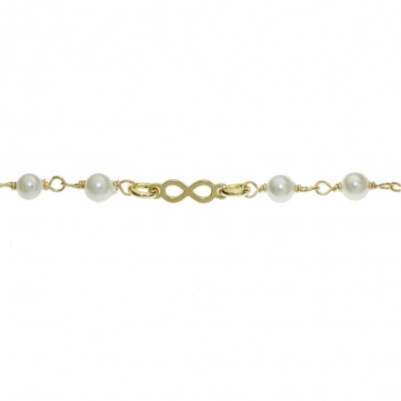 Pulsera dorada con perlas e infinitos Plata de Ley | Karissma