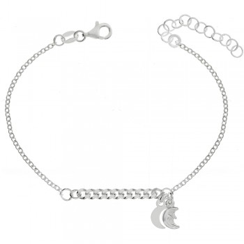 Pulsera centro grumet con estrella y luna Plata de Ley - Karissma