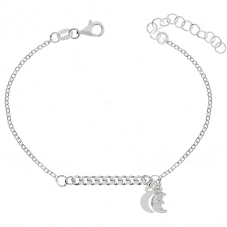 Pulsera centro grumet con estrella y luna Plata de Ley - Karissma