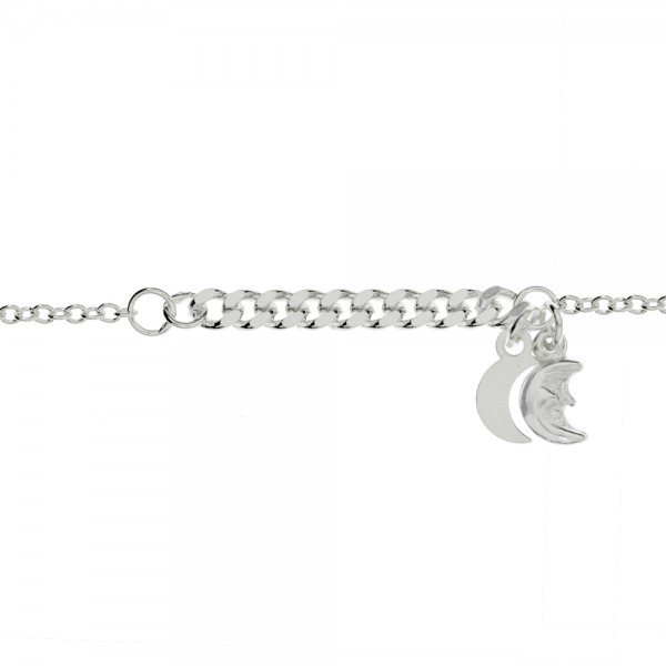 Pulsera centro grumet con estrella y luna Plata de Ley - Karissma