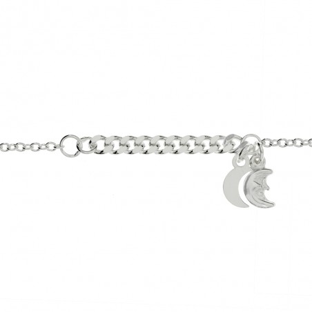 Pulsera centro grumet con estrella y luna Plata de Ley - Karissma