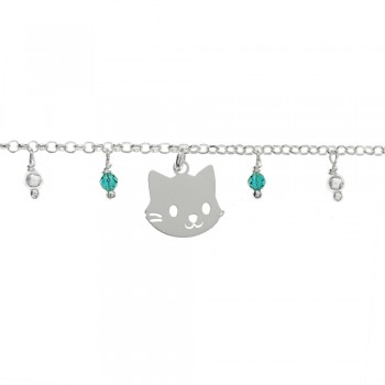 Pulsera con gato y abalorios mini Plata de Ley - Karissma 2